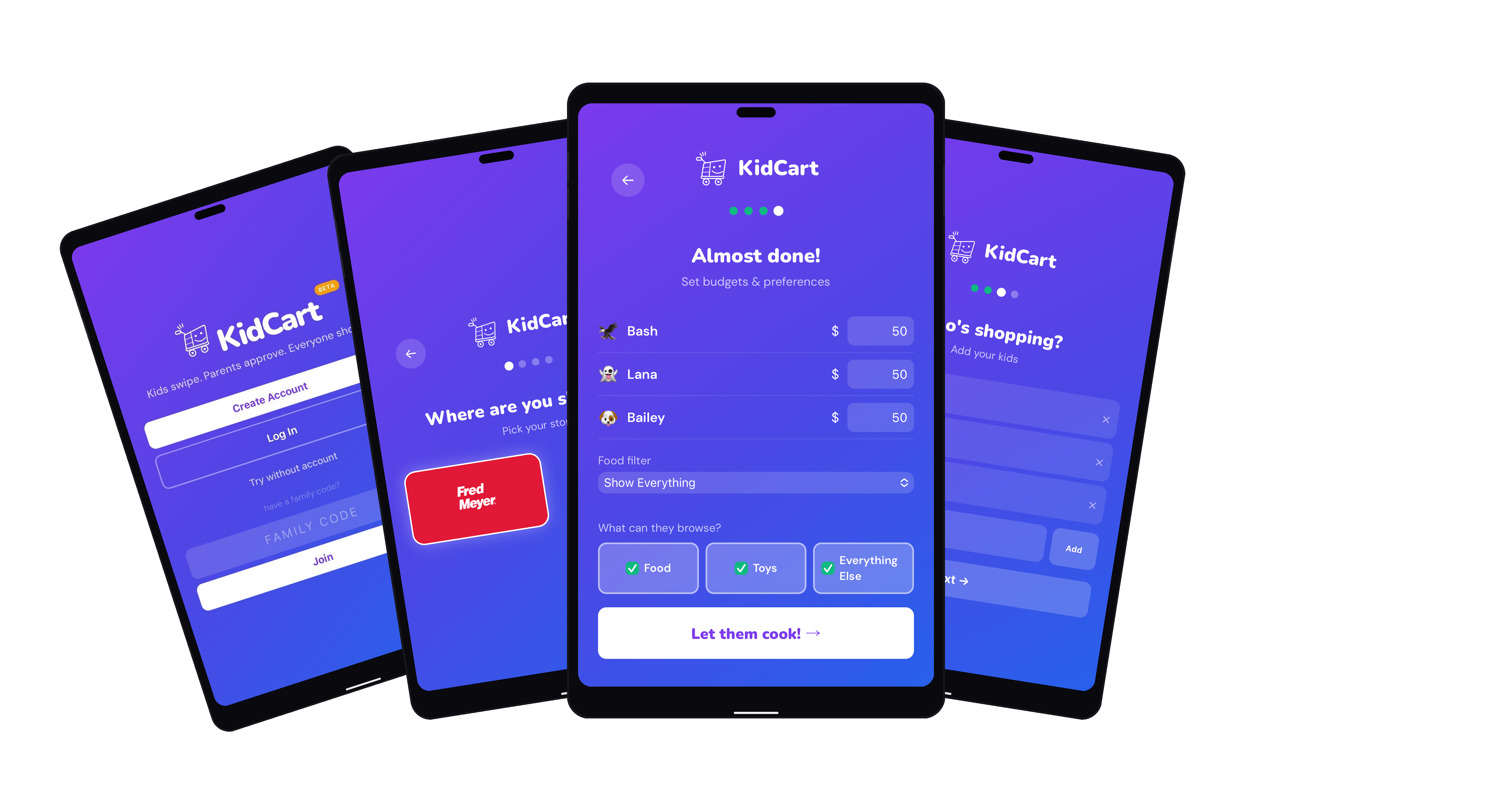 KidCart app running on iPhone